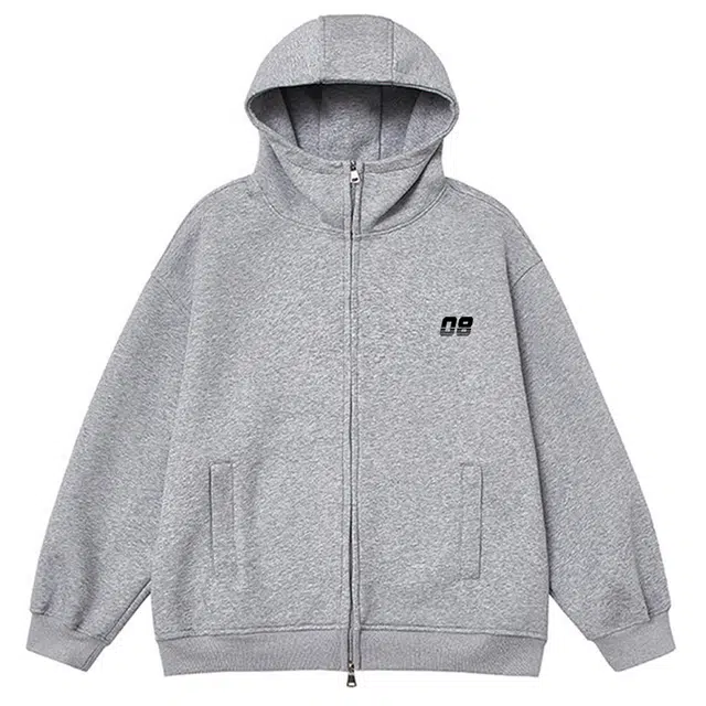 华夏儿女 美式连帽开衫重磅百搭休闲卫衣 男女同款