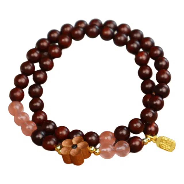 舞依翡 搭配梅花福牌双圈创意个性 血檀 手串 女款