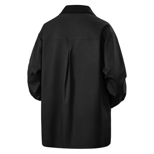 快鱼 美式复古潮流大码纯色简约美拉德翻领宽松时尚舒适单排扣风衣 男女同款