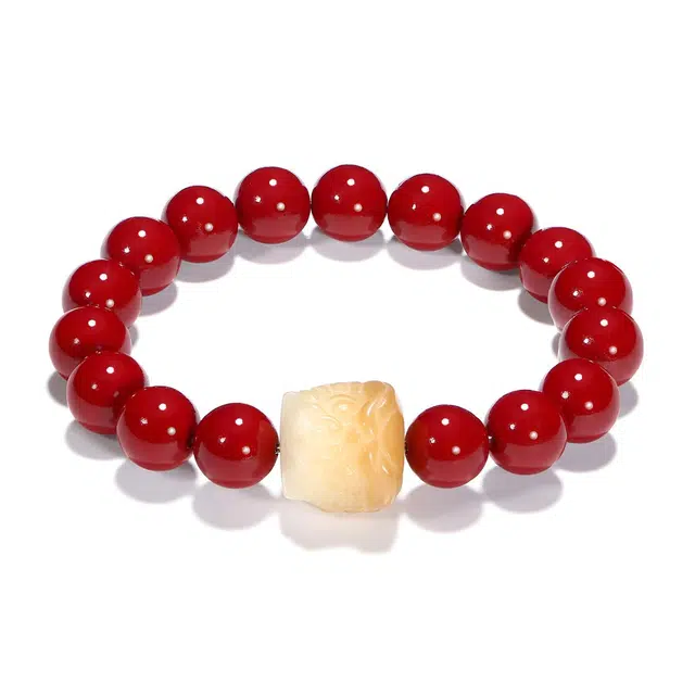 普陀山文创 福星高照醒狮鸿运兆福本命年转运珠事业蒸蒸日上#好运合成/人造 朱砂 手串 男女同款情侣款