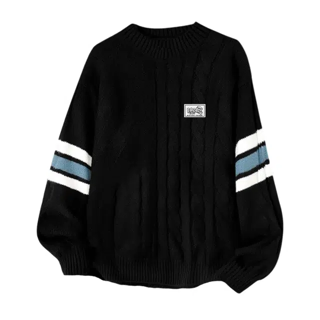 吾皇猫 慵懒风美式复古高街简约基础款学院风圆领套头内搭保暖长袖上衣时尚贴布针织外套潮流潮牌百搭休闲毛衣 男女同款