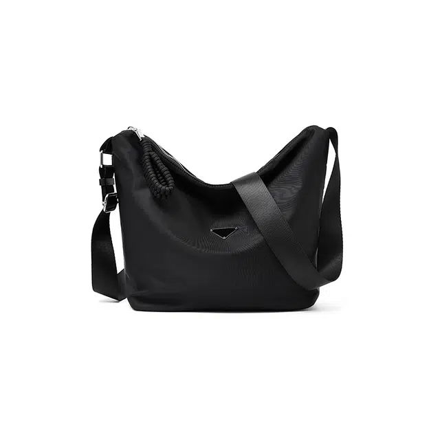 老人头 韩系时尚简约潮流轻便实用通勤 织物 单肩斜挎包 女款 黑色