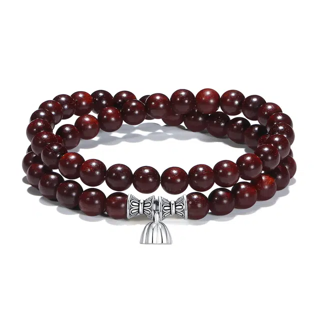 【普陀山官方已过香】  普陀山文创 时来运转细腻纹理鸿运当头福运随身平安喜乐好事莲莲通勤百搭#好运 血檀 木作手串 男女同款情侣款