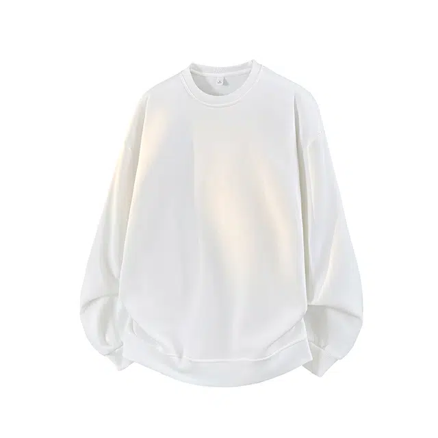 一碗士多 纯色基础款美式复古户外通勤日常百搭舒适透气亲肤宽松内搭上衣简约多色可选高街潮牌学院风圆领微弹套头落肩长袖卫衣 男女同款