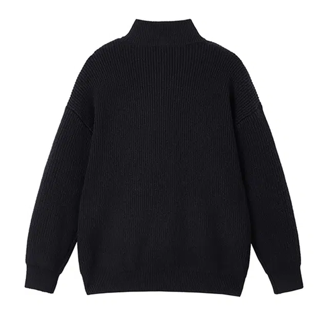 普鲁士多特蒙德 潮牌高街针织男士立领半拉链开衫上衣外套百搭休闲舒适防静电保暖毛衣 男女同款