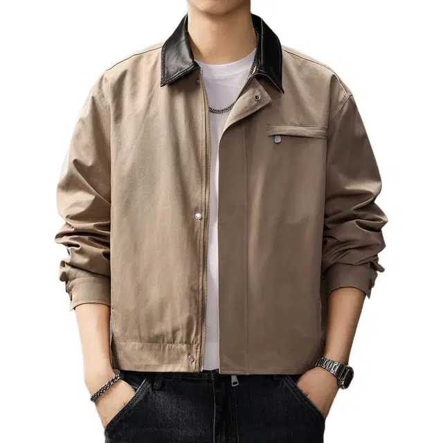 贵色 美式高端潮牌设计感撞色翻领复古休闲城市机松百搭上衣夹克外套 男女同款