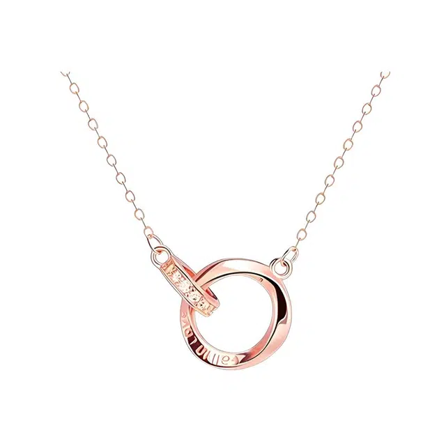 福柚 【可定制 刻字】告白神器 爱情甜蜜 无限爱双环莫比乌斯 从爱之名环环相扣百搭通勤锁骨链精美礼盒 合金 项链 男女同款情侣款