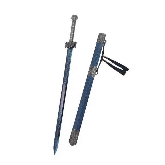 天字号 玄凌汉剑 高锰钢烤色刀身锌合金手柄装饰绸缎包布鞘材 其他静态模型