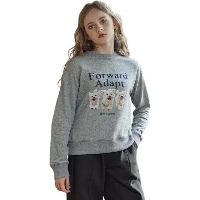 韩素伊卫衣 三只小狗印花复古宽松女童同款 青少年