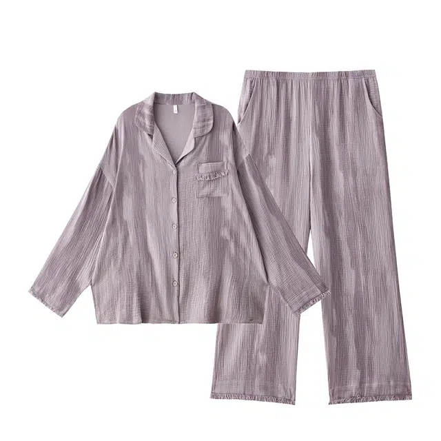 俏薇妮 春秋款纯棉婴儿棉带胸垫一体长袖长裤家居服睡衣礼盒 女款