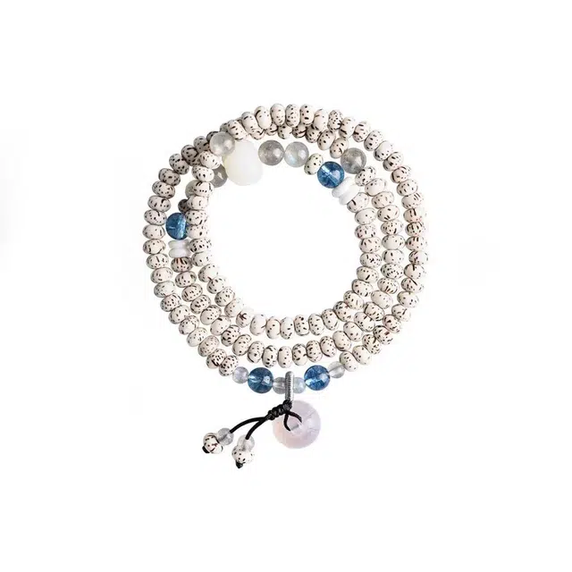 郁馨 多圈叠戴休闲盘玩莲花佑福招财纳福流苏吊坠手饰 平安扣日常通勤考公考试上岸#好运 星月菩提 手串 男女同款情侣款