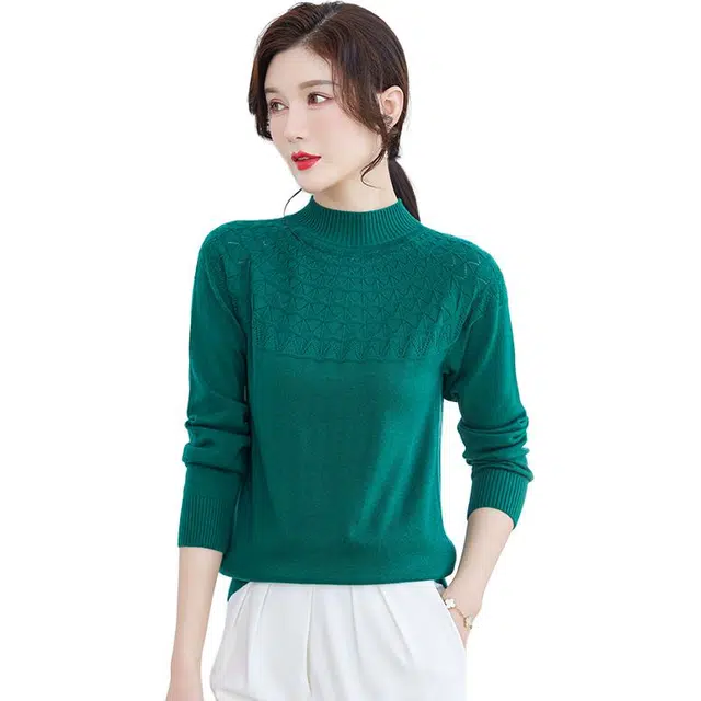 稻草人 优雅时尚精致舒适简约百搭半高领羊毛打底针织衫 女款