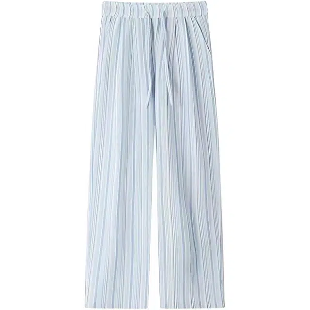 爱肯 夏季薄款冰丝速干裤高腰显瘦显高垂感慵懒风户外山本裤透气凉感宽松百搭竖条纹肌理感直筒休闲裤 男女同款