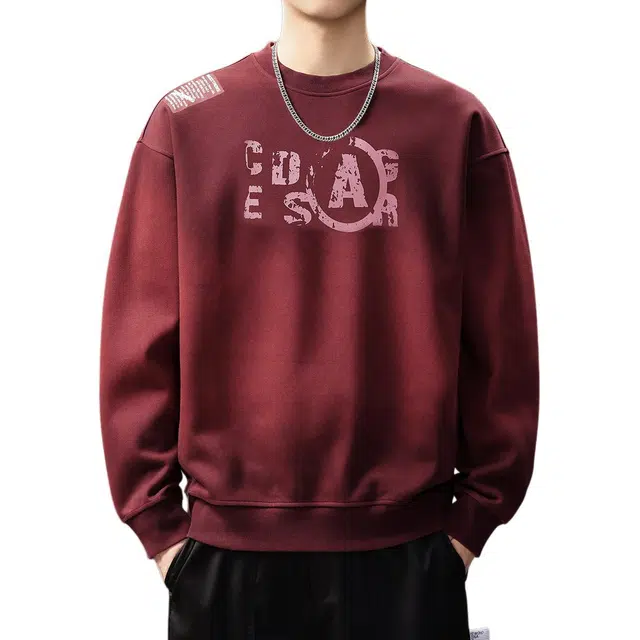 贵色 日系复古渐变水洗脏染创意设计圆领长袖运动学院风高街潮流痞帅休闲日常穿搭上衣卫衣 男女同款