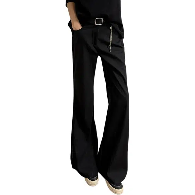 黑马漫画 微喇裤男款美式高级感弯刀裤子垂感显瘦西装裤 男女同款