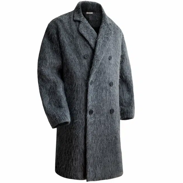 稻草人 美式复古英伦风双排扣简约基础款直筒外套潮流韩系高级感痞帅中长款大衣 男女同款