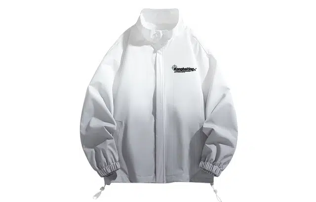 空白町 高街简约无性别主义百搭日系宽松休闲潮流个性字母印花赛车风防风渐变长袖学院工装高级感基础款拉链夹克外套 男女同款