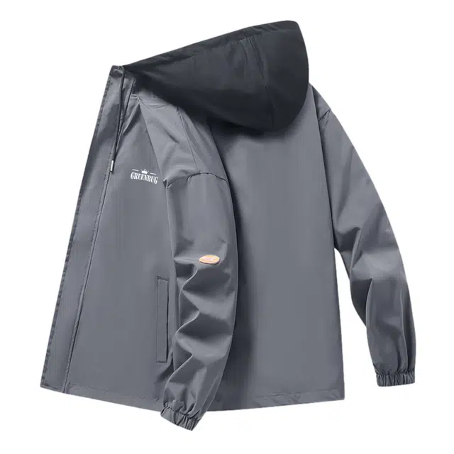 虫小绿 美式高街个性时尚潮流运动轻便透气百搭简约多功能纯色基础高级感休闲户外防风印花宽松连帽外套夹克 男女同款