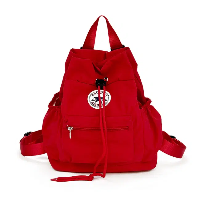 蔻蒂熊 学院风休闲百搭书包大容量轻便 涤纶 双肩包 常规 青少年 米白色   / 黑色  /  红色  /  黄色  /  绿色  /  棕色   / 粉色