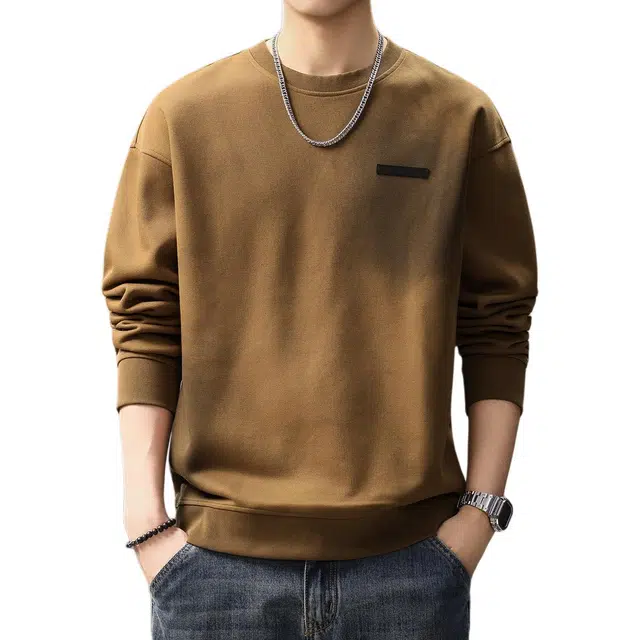 贵色 美式阿美咔叽重磅脏脏创意设计学院风高级感潮牌日常穿搭休闲圆领卫衣 男女同款