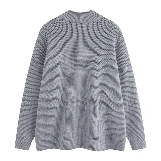 艾梵斯贝 美式复古潮酷简约纯色针织开衫无性别高级感日常通勤百搭老钱风休闲商务气质立领双拉链毛衣 男女同款