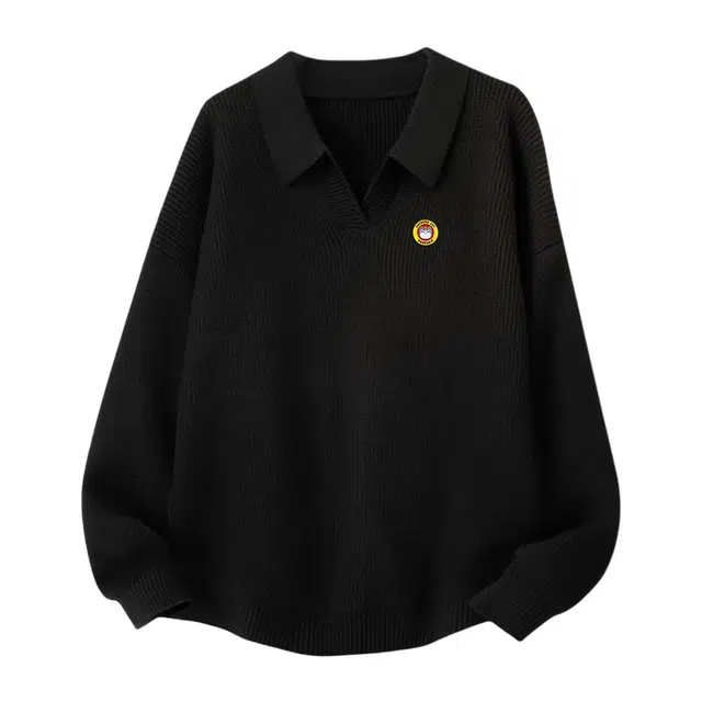 吾皇猫 美式复古高街简约翻领套头潮牌百搭舒适长袖针织衫 男女同款