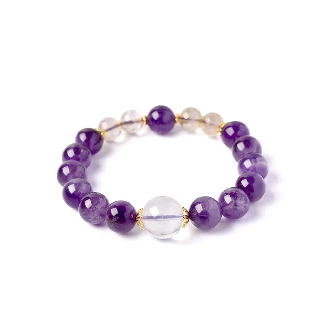 匠心手作 紫气东来 灵菲 招财智慧转运珠 原创新中式国风九紫离火事业高升显白百搭转运 好运礼盒 紫水晶 手串 女款