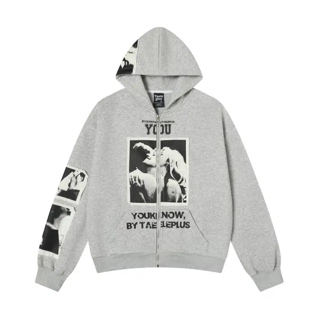 艾梵斯贝 美式复古潮流人像图片贴布朋克风高级感无性别潮酷个性街头高街风日常休闲百搭宽松连帽开衫卫衣 男女同款