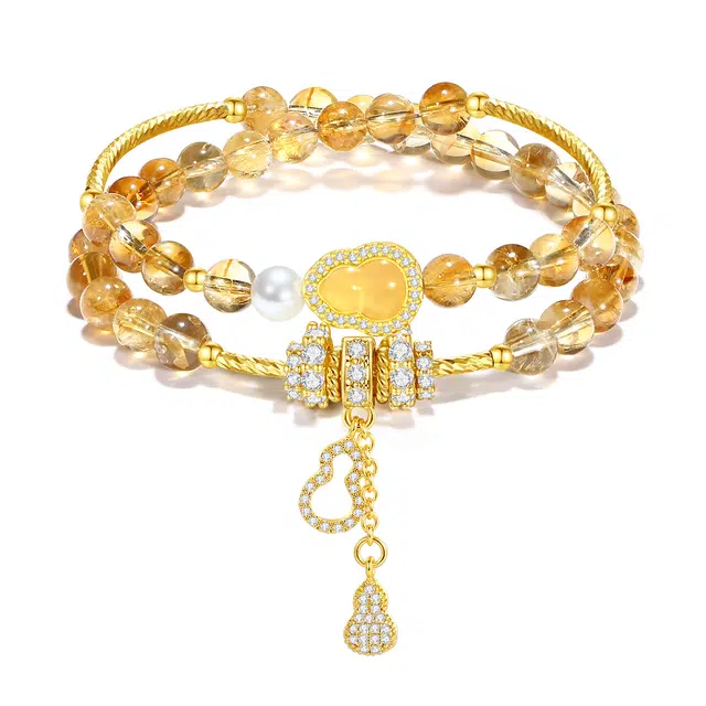 【普陀山官方已过香】 普陀山文创 招财小霸王日进斗金招财福禄双全新中式转运珠显白百搭#好运 黄水晶 手串 男女同款情侣款