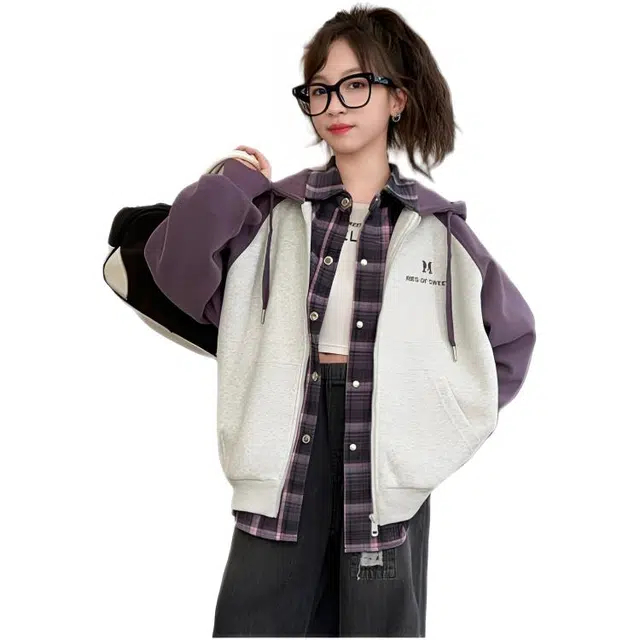 木木兔卫衣 潮流青春时尚 女童外套   宽松舒适柔软 连帽休闲简约百搭 女孩学院风  中大童