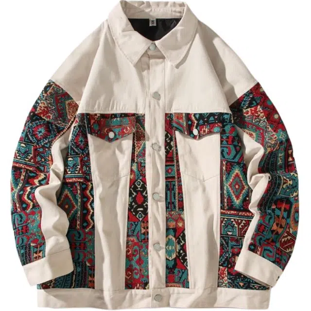 太子龍 拼色刺绣潮牌宽松休闲翻领春秋季夹克外套 男女同款