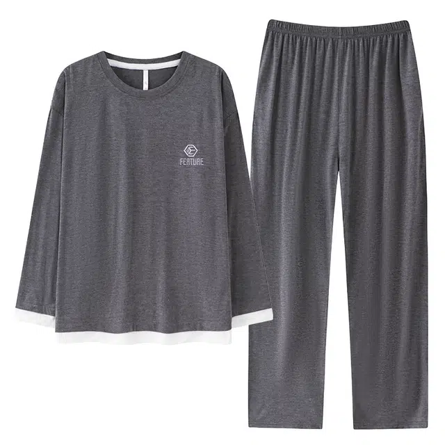 莫代尔 轻柔亲肤细腻圆领套头宽松长袖长裤家居服可外穿睡衣套装 女款