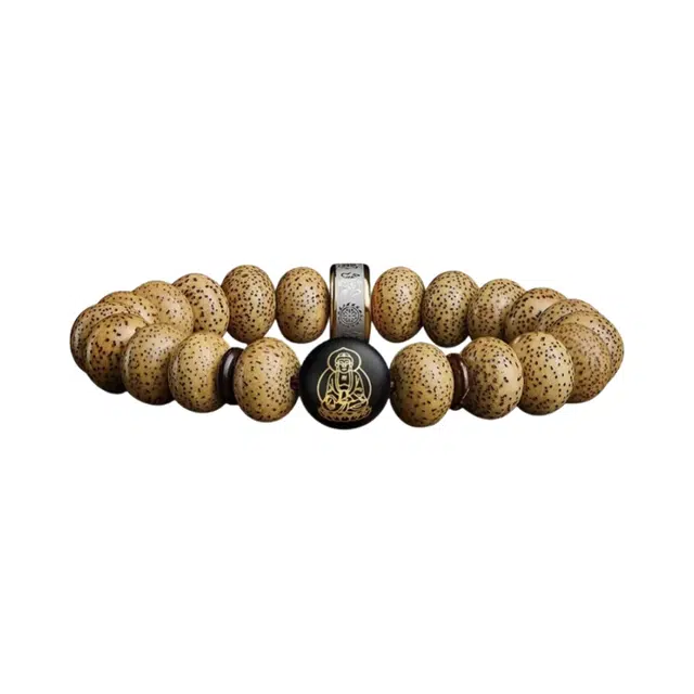 宣华意 新中式高端时尚高级感设计 原生态正月单圈大留白原籽手捻 本命佛 平安顺遂 守护#好运 星月菩提 手串 男款