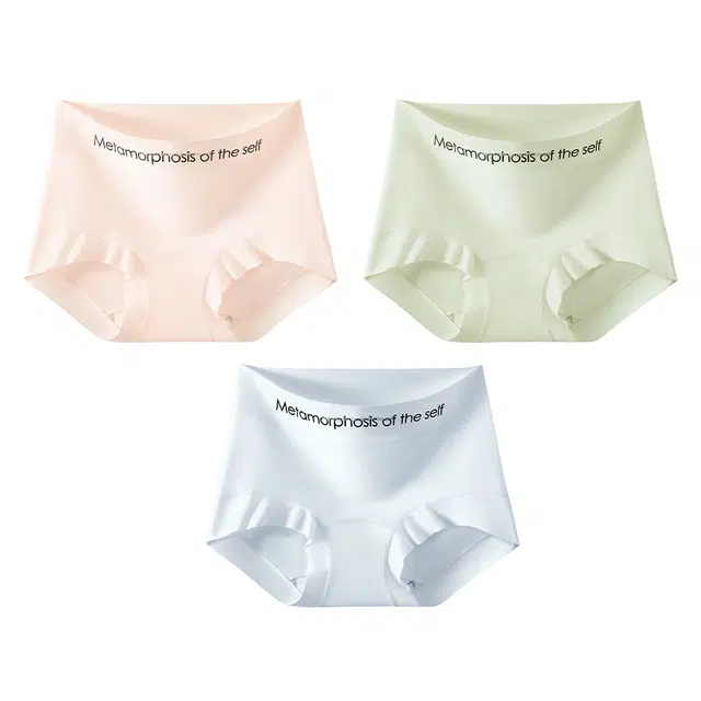 二三二三 茶多酚中腰时尚字母边亲肤柔软透气吸汗清新甜美风百搭日常防夹臀短裤组合装平角内裤 女款