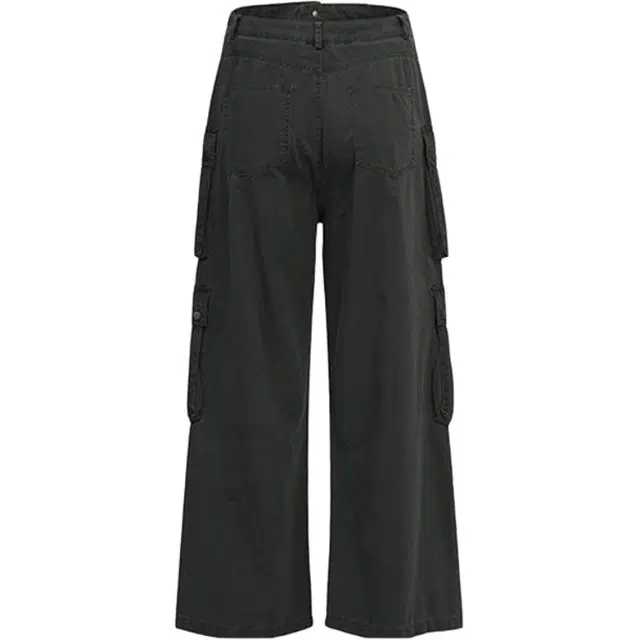 地界二 美式复古多口袋工装裤重磅阔腿裤春季直筒小众长裤潮牌牛仔裤 男款