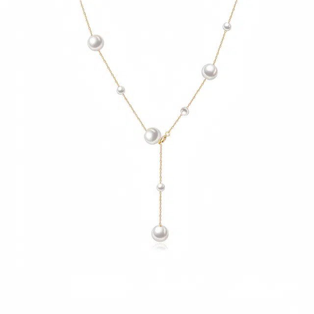 阿葱饰品 珍珠流苏满天星锁骨链毛衣链 轻奢复古小众简约百搭高级感 精致甜美温柔优雅气质颈饰 铜 项链 女款