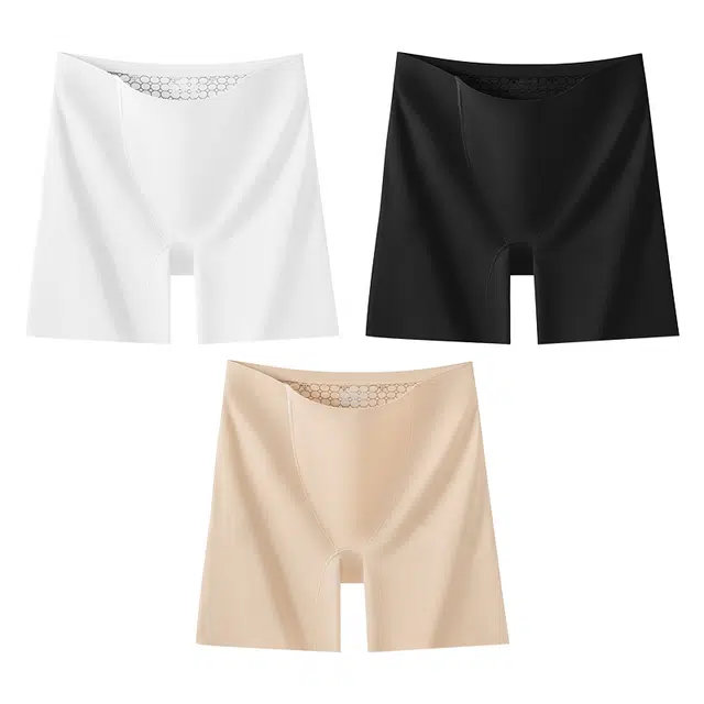 二三二三 纯色隐形无痕简约高腰交叉收腹防走光亲肤柔软舒适防夹臀百搭平角内裤 女款