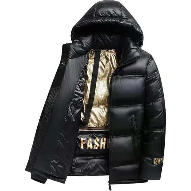 雅鹿 连帽可脱卸加厚纯色休闲风面包羽绒服 男款