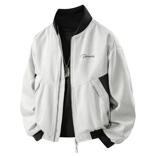 红蜻蜓 美式潮牌高街复古字母设计感口袋休闲外套男春秋款棒球服夹克 男女同款