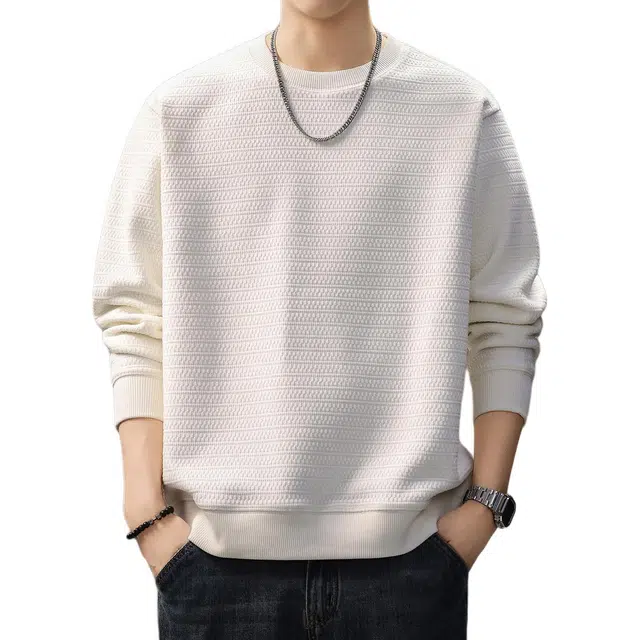 贵色 日系纯色简约轻奢肌理感老钱风长袖潮流时尚百搭学院风宽松休闲上衣卫衣 男女同款