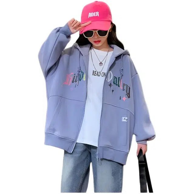 木木兔卫衣 潮流青春时尚 女童外套   宽松舒适柔软 连帽休闲百搭 女孩学院风  中大童印花