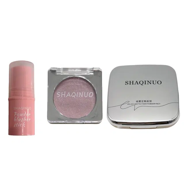 莎琪诺 腮红棒+高光粉+粉饼 修饰肤色持久易上色自然 彩妆套装