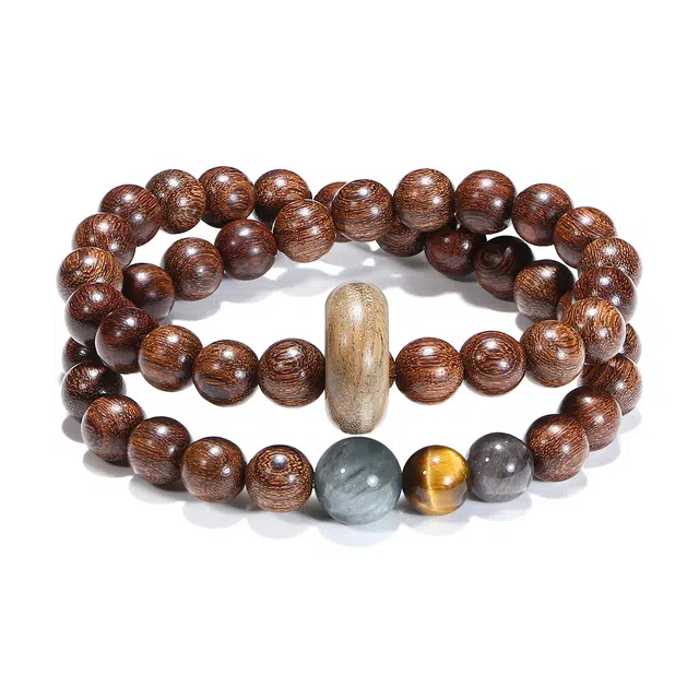 普陀山文创 木性灵韵复古吉祥如意财繁福茂时来运转串珠运势步步高#好运 金丝檀木 手串 男女同款情侣款