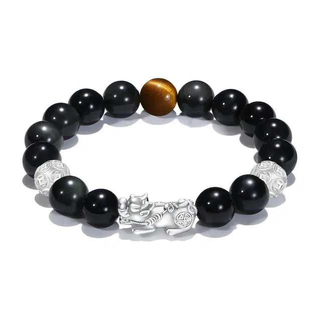 【普陀山官方已过香】 普陀山文创 貔貅 新中式 招财纳福吞金兽 国潮复古 黑曜石 手串 男女同款情侣款