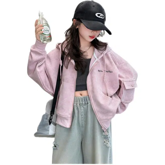 木木兔卫衣 潮流青春时尚 女童外套   秋季宽松舒适柔软 连帽休闲百搭 女孩学院风  中大童