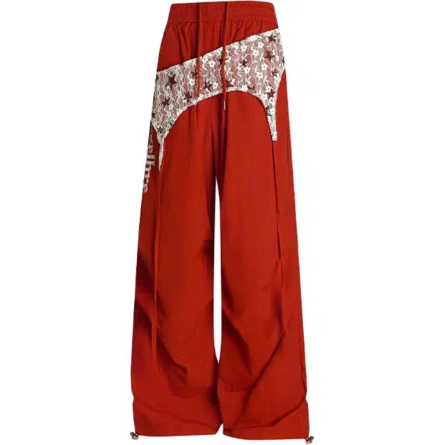 地界二 美式复古褶皱工装伞兵宽松阔腿拖地牛仔裤 男款