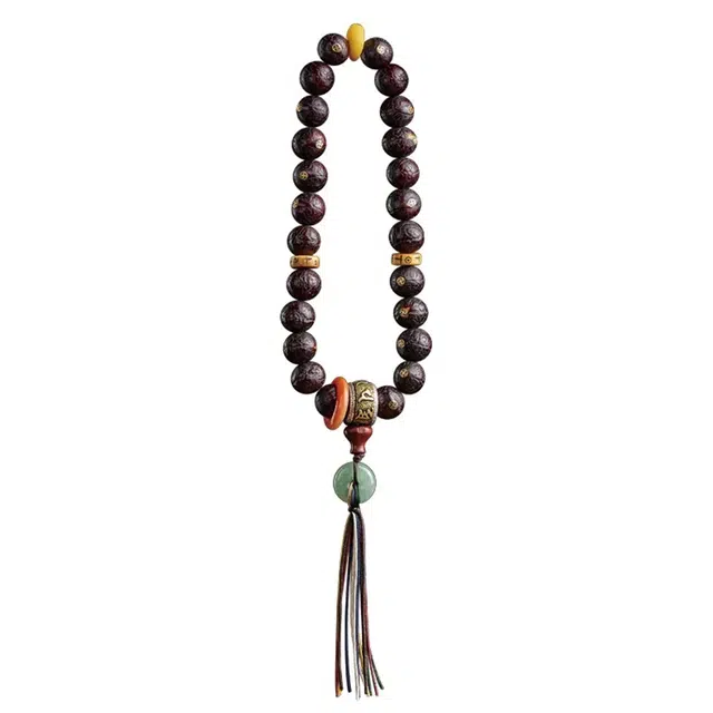 宣华意 国潮复古民族风高端 平安扣 六字真言 手持文玩盘玩佛珠念珠 招财转运 事事顺遂 守护#好运 凤眼菩提 手串 男女同款情侣款