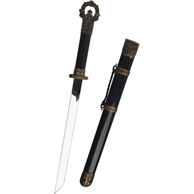 天字号 环首小唐刀 不锈钢刃身金属外鞘合金装饰短刀剑 其他静态模型