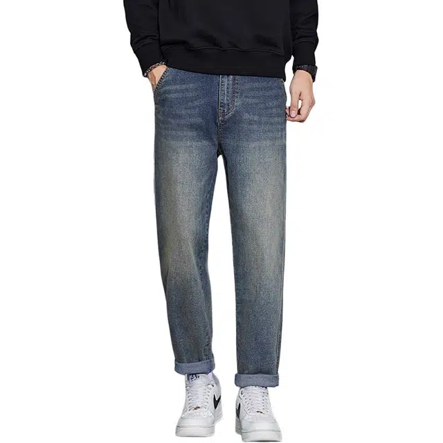 么宁 美式复古水洗宽松直筒裤潮流时尚弹力舒适透气耐穿耐磨个性痞帅休闲牛仔裤 男女同款