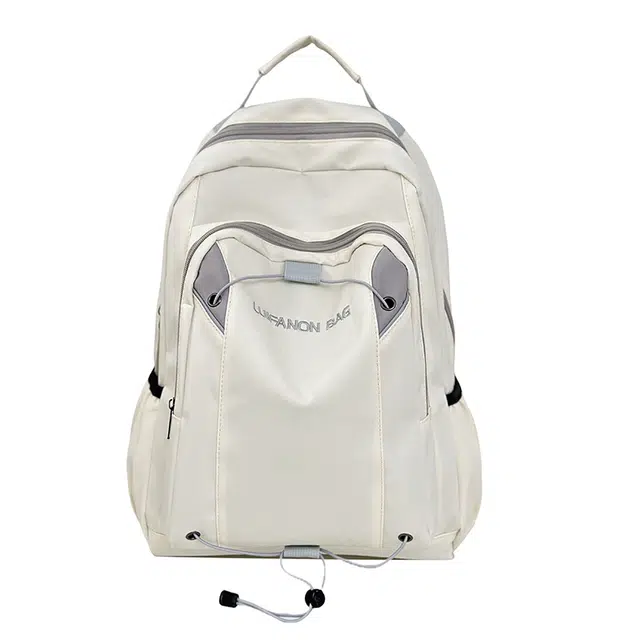 帕克熊 韩版时尚百搭耐用初高中大学生上课笔记本平板收纳舒适轻盈简约背包 尼龙 双肩包 男女同款情侣款 多色